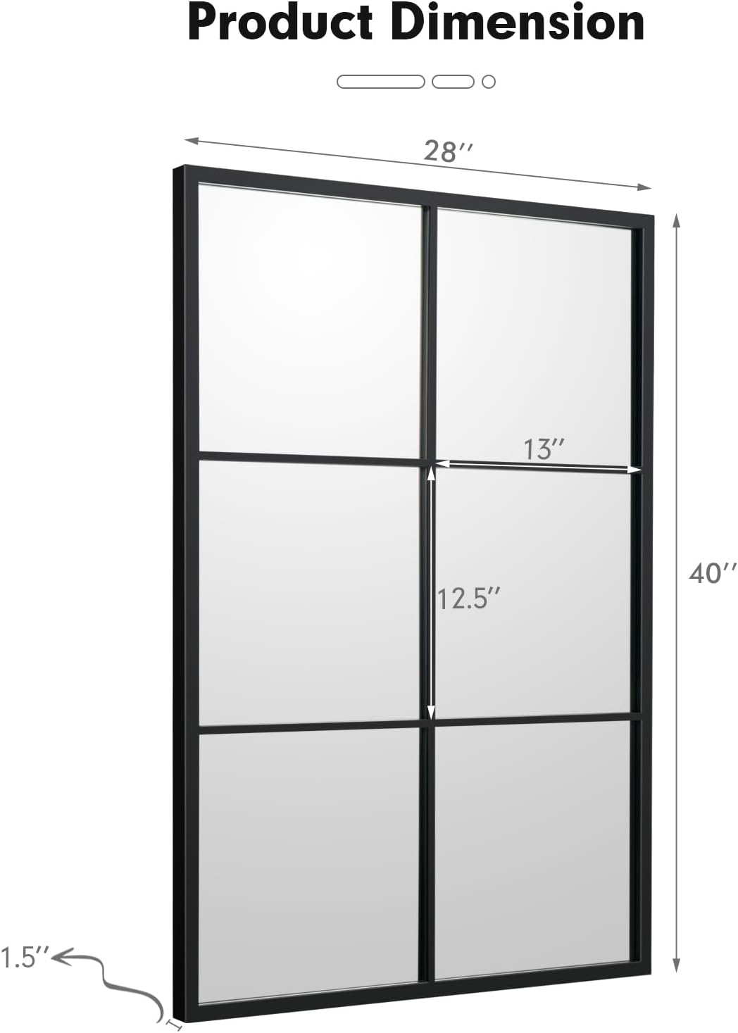 Large Window Pane Wall Mirror – Modern Decorative Home Accent