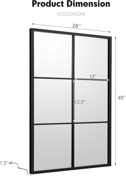 Large Window Pane Wall Mirror – Modern Decorative Home Accent