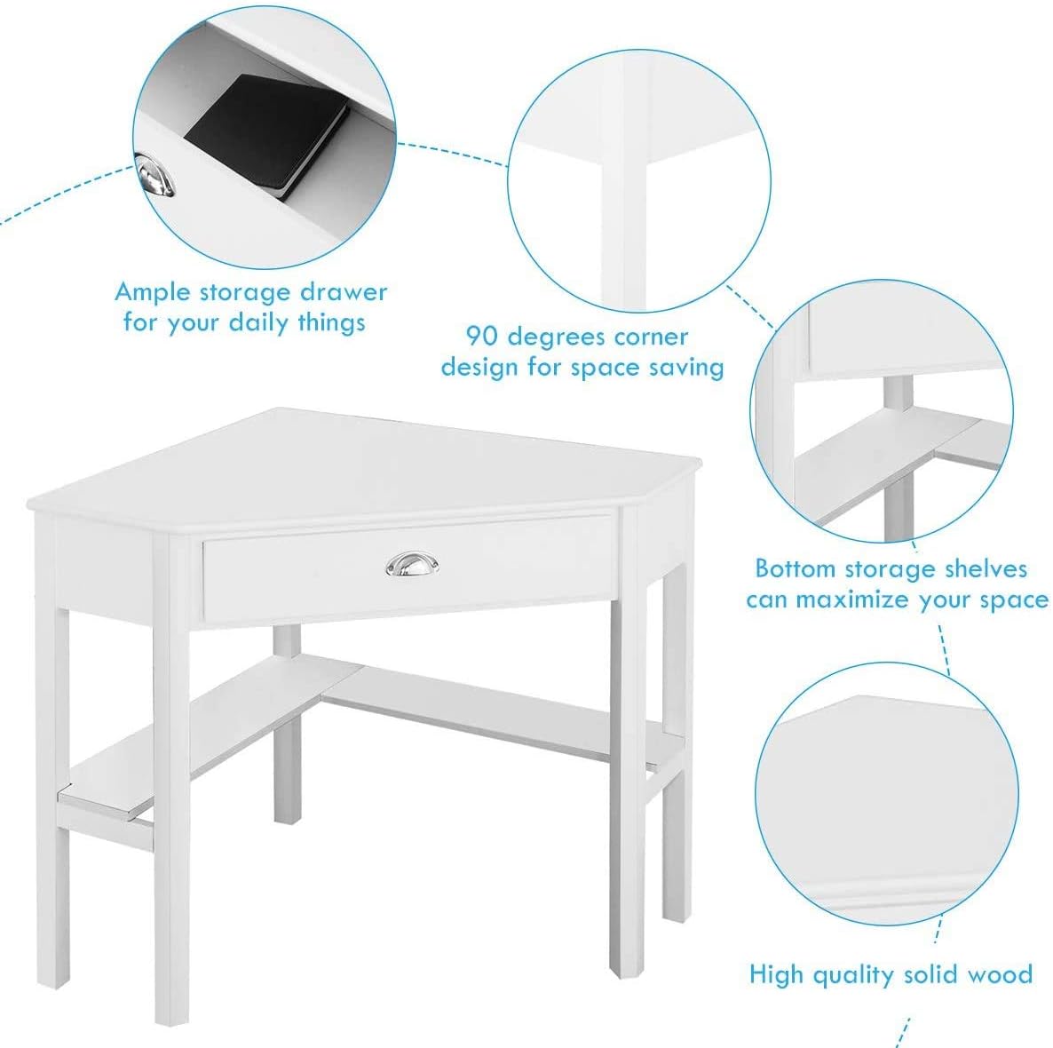 Compact Writing Desk with Storage Shelf – Modern Computer Workstation for Home Office