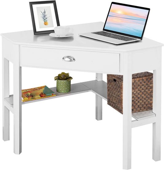 Compact Writing Desk with Storage Shelf – Modern Computer Workstation for Home Office