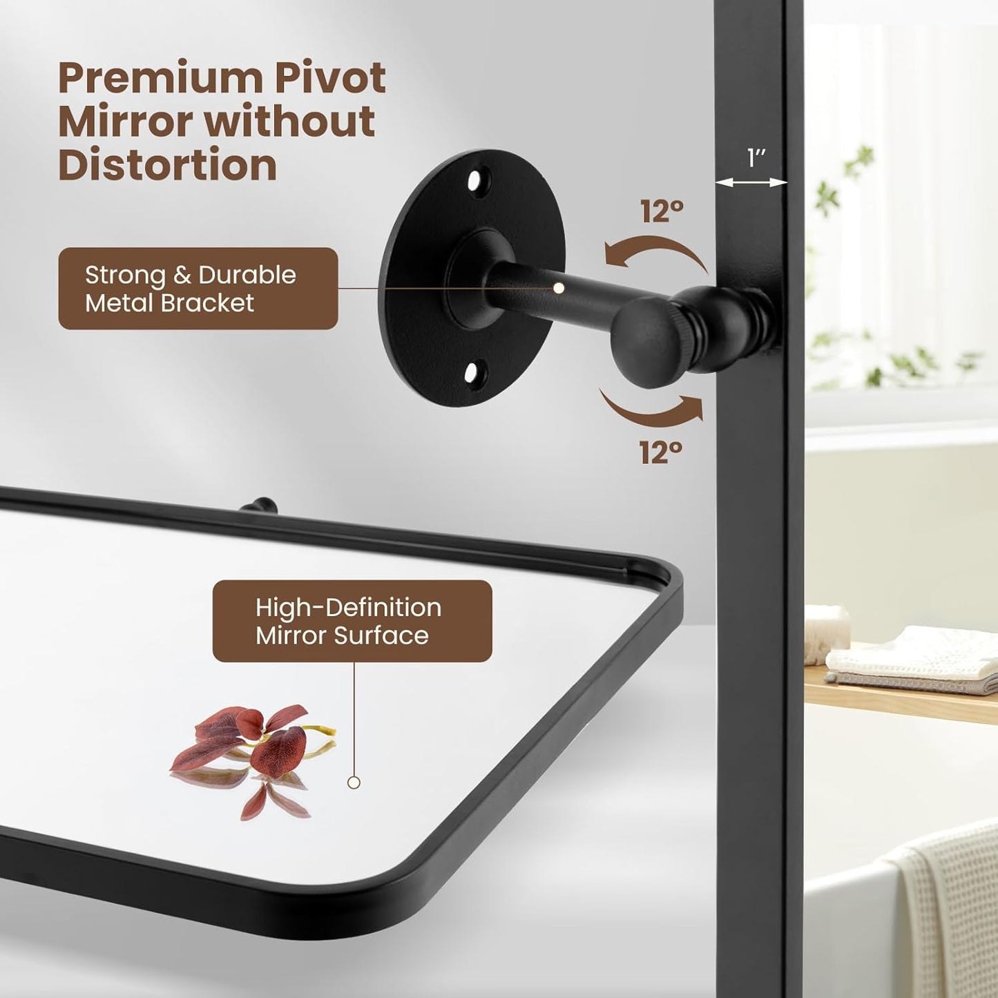 Adjustable Tilting Bathroom Mirror – Elegant Wall-Mounted Vanity Mirror for Modern Spaces