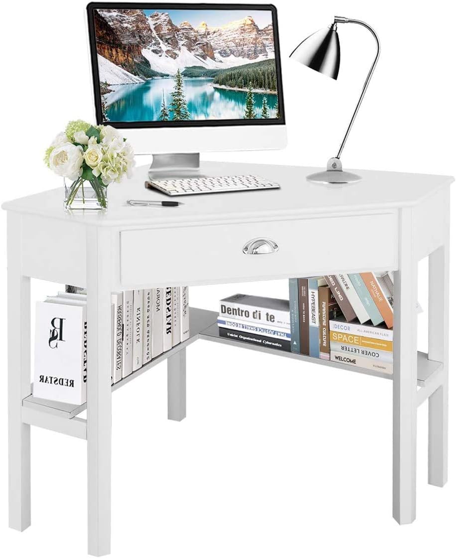 Compact Writing Desk with Storage Shelf – Modern Computer Workstation for Home Office