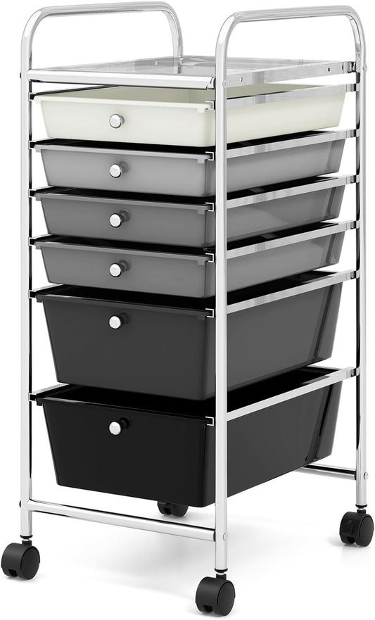 Rolling Storage Cart with 6 Drawers