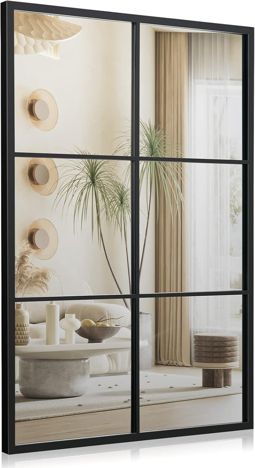 Large Window Pane Wall Mirror – Modern Decorative Home Accent
