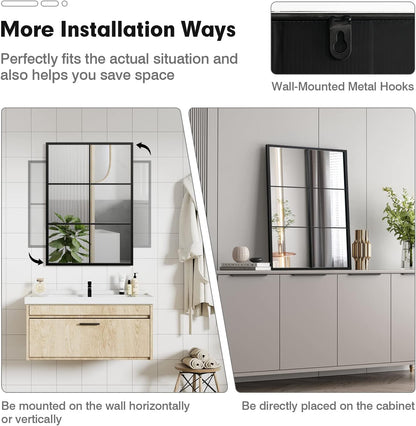 Large Window Pane Wall Mirror – Modern Decorative Home Accent