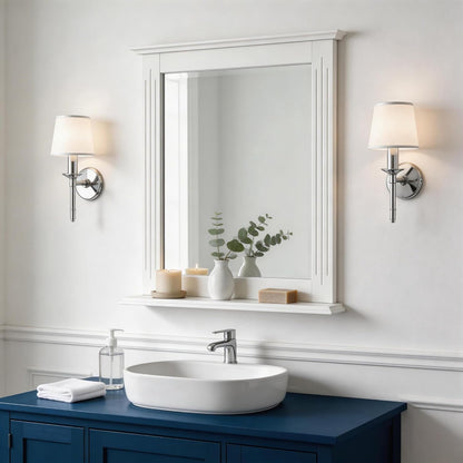 Wall-Mounted Bathroom Mirror with Storage Shelf – Modern Vanity Mirror for Bathroom & Entryway
