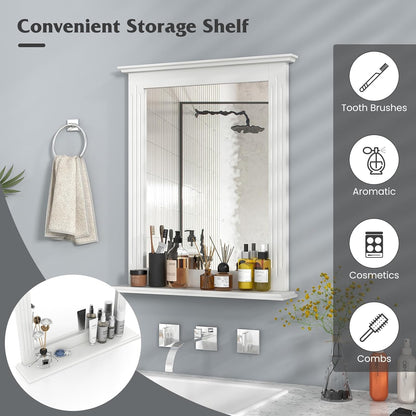 Wall-Mounted Bathroom Mirror with Storage Shelf – Modern Vanity Mirror for Bathroom & Entryway
