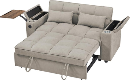 Convertible Sleeper Sofa Bed – Modern Pull-Out Loveseat with Adjustable Backrest