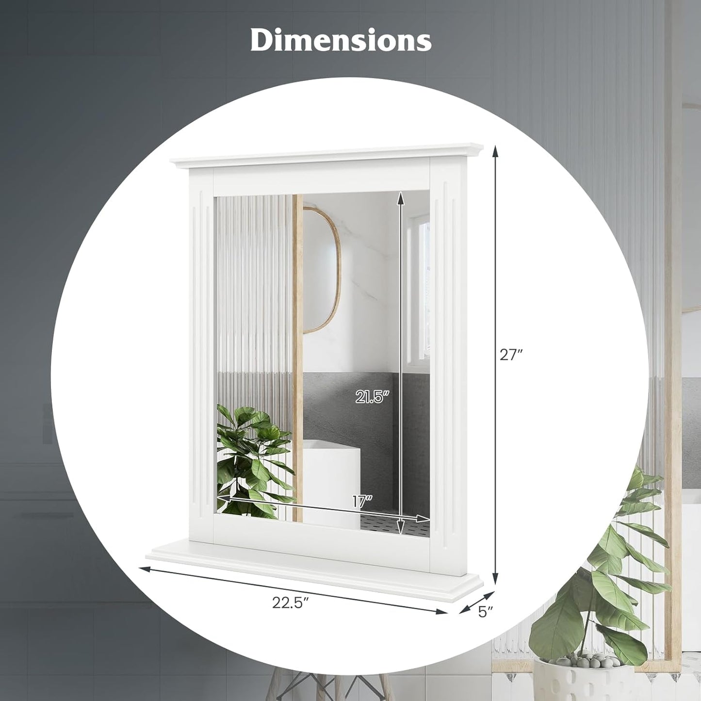 Wall-Mounted Bathroom Mirror with Storage Shelf – Modern Vanity Mirror for Bathroom & Entryway
