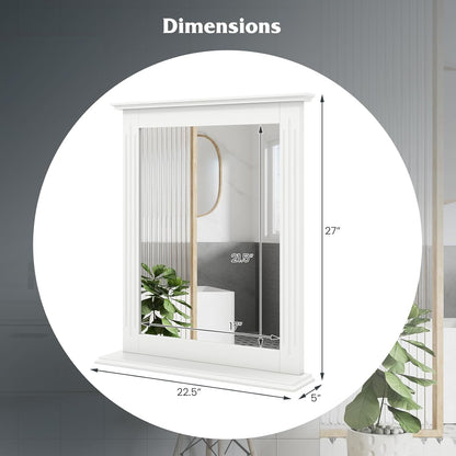 Wall-Mounted Bathroom Mirror with Storage Shelf – Modern Vanity Mirror for Bathroom & Entryway