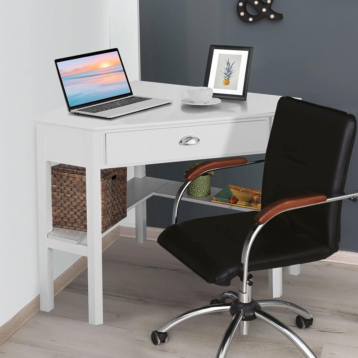 Compact Writing Desk with Storage Shelf – Modern Computer Workstation for Home Office