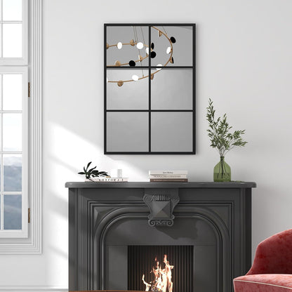 Large Window Pane Wall Mirror – Modern Decorative Home Accent