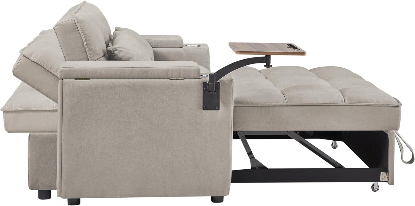 Convertible Sleeper Sofa Bed – Modern Pull-Out Loveseat with Adjustable Backrest