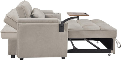 Convertible Sleeper Sofa Bed – Modern Pull-Out Loveseat with Adjustable Backrest