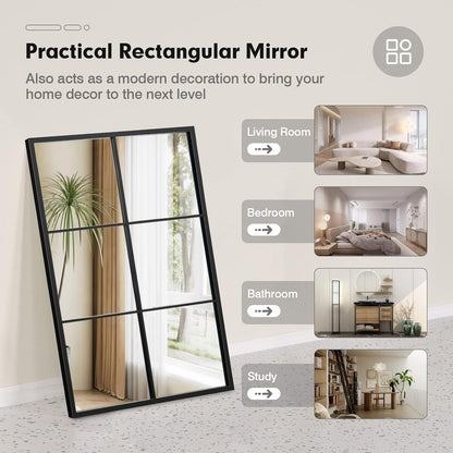 Large Window Pane Wall Mirror – Modern Decorative Home Accent