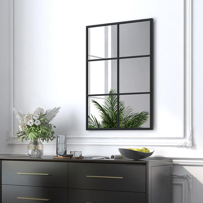 Large Window Pane Wall Mirror – Modern Decorative Home Accent