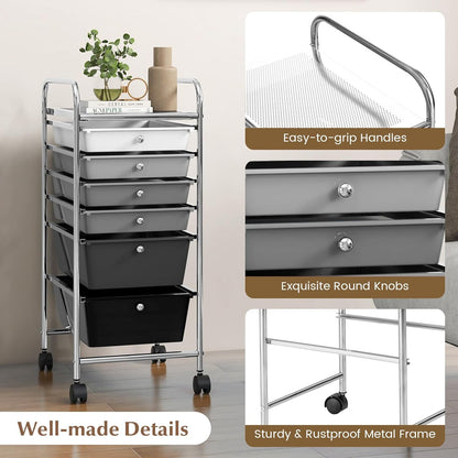 Rolling Storage Cart with 6 Drawers
