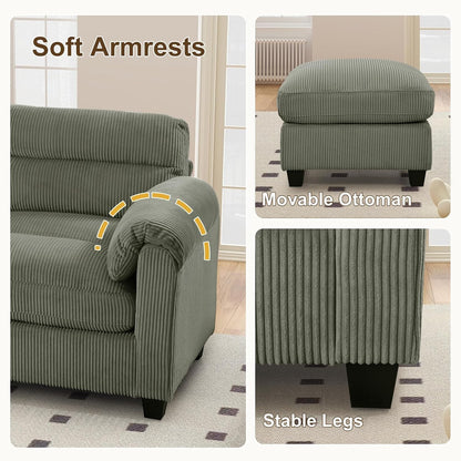 4-Piece Living Room Couch Set – Cozy Corduroy Comfort