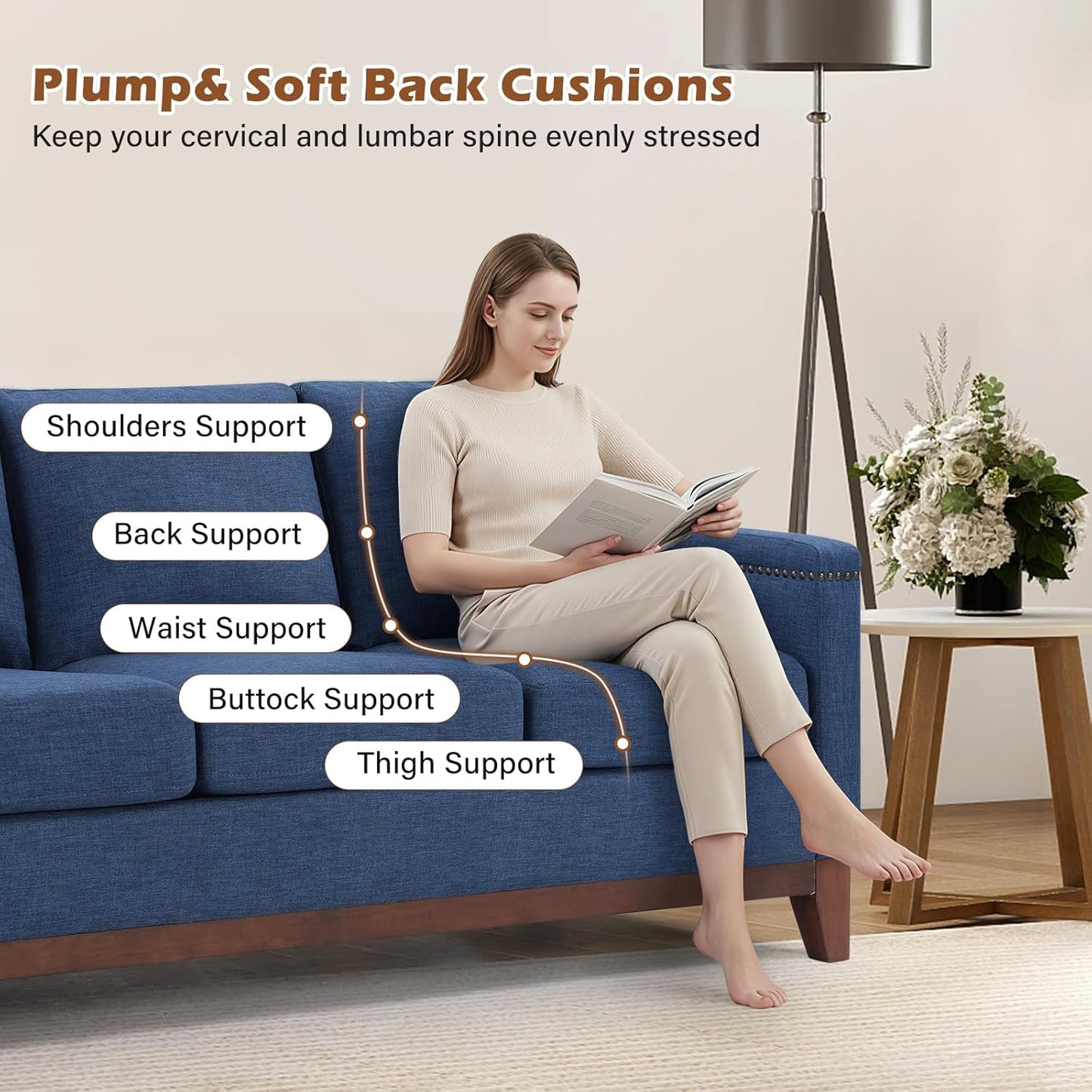 4-Piece Living Room Sofa Set with Storage Ottoman