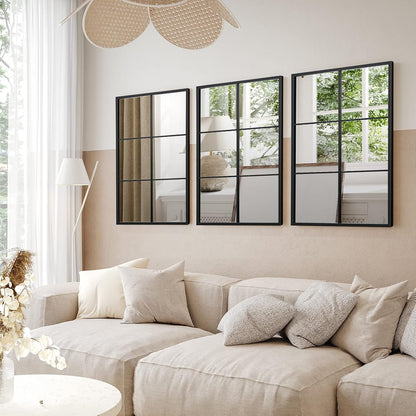 Large Window Pane Wall Mirror – Modern Decorative Home Accent