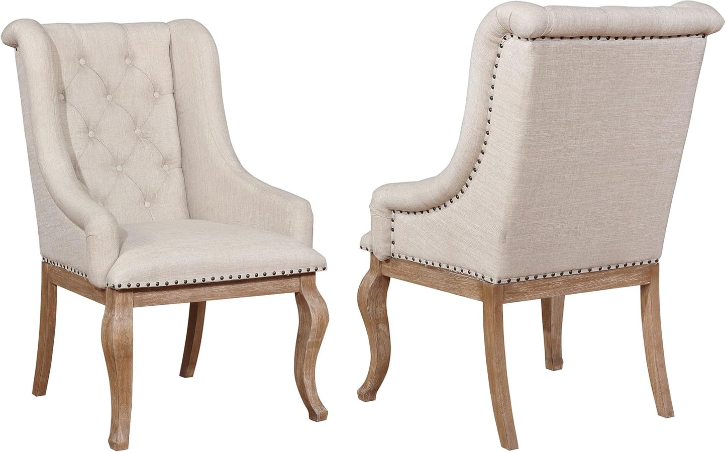 Tufted Accent Chair Set – Upholstered Living Room Chairs with Nailhead Trim