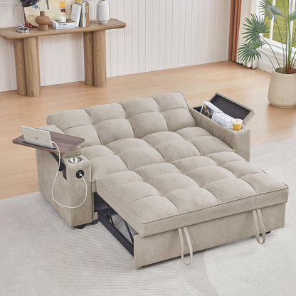 Convertible Sleeper Sofa Bed – Modern Pull-Out Loveseat with Adjustable Backrest