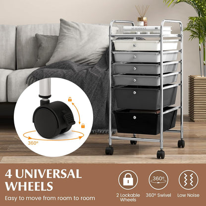 Rolling Storage Cart with 6 Drawers