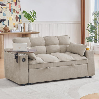 Convertible Sleeper Sofa Bed – Modern Pull-Out Loveseat with Adjustable Backrest