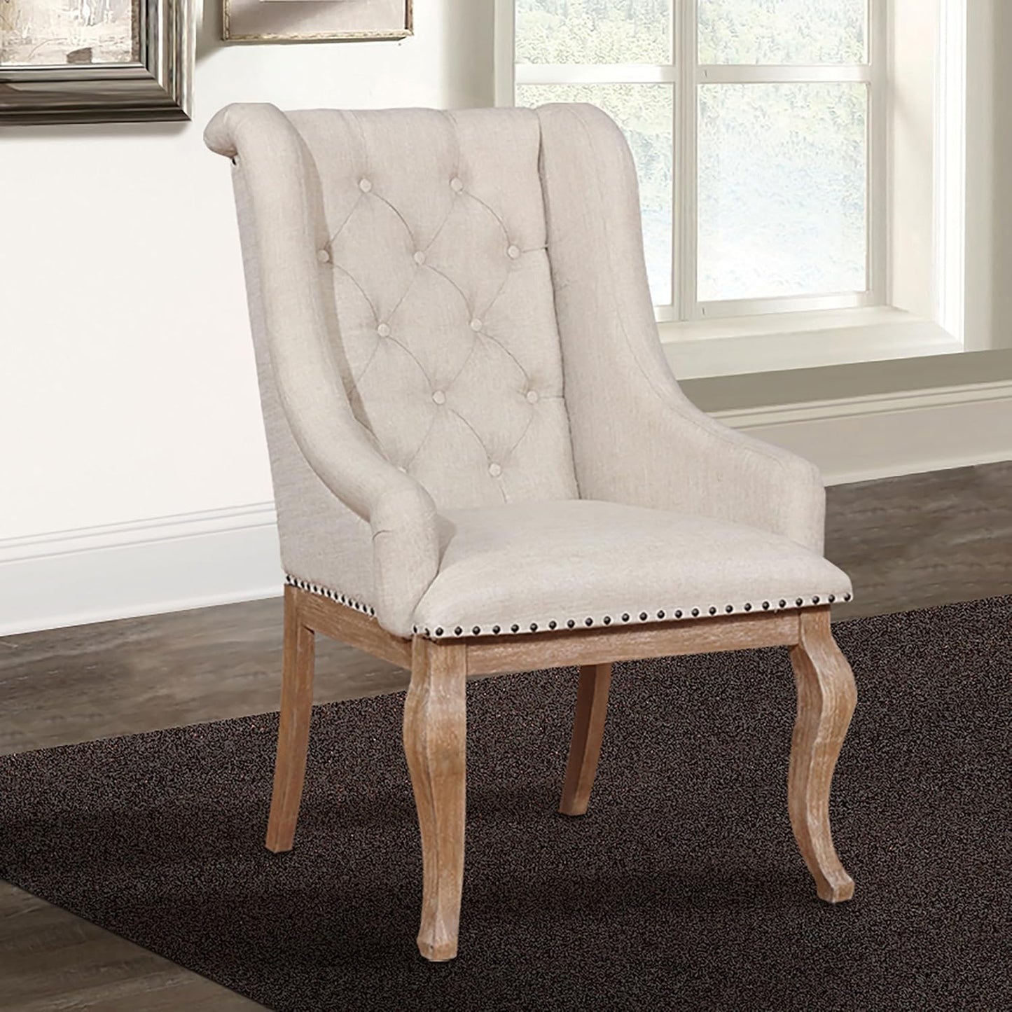 Tufted Accent Chair Set – Upholstered Living Room Chairs with Nailhead Trim