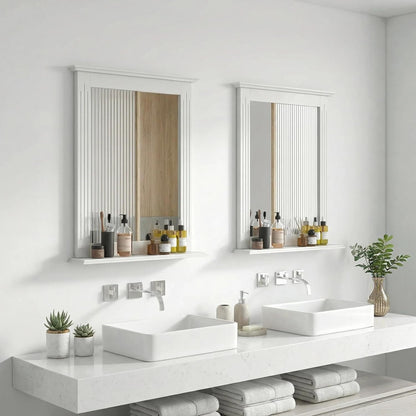 Wall-Mounted Bathroom Mirror with Storage Shelf – Modern Vanity Mirror for Bathroom & Entryway