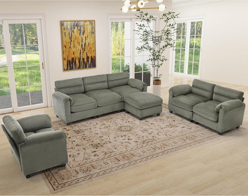 Complete 3-Piece Living Room Sofa Set – Loveseat, 3-Seater Sofa & Ottoman