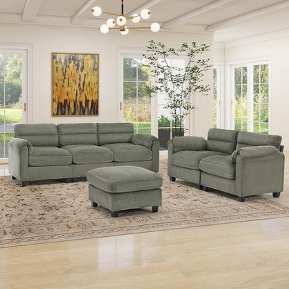 Complete 3-Piece Living Room Sofa Set – Loveseat, 3-Seater Sofa & Ottoman